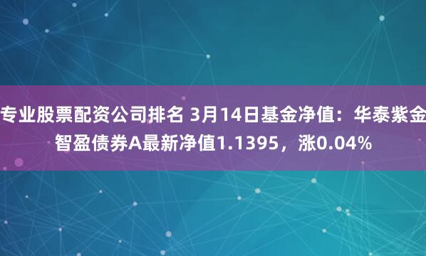 专业股票配资公司排名 3月14日基金净值：华泰紫金智盈债券A最新净值1.1395，涨0.04%